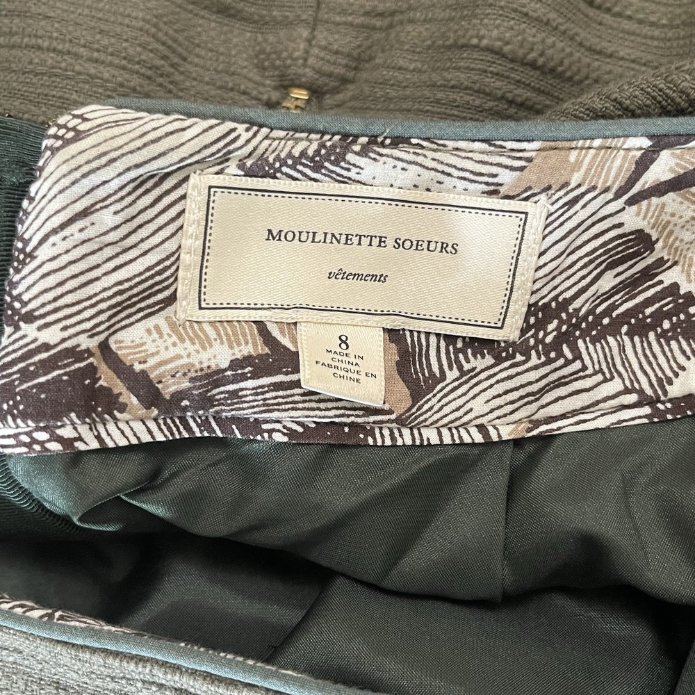 Anthropologie Moulinette Soeurs Olive Green Textured Pencil Skirt Women's 8 - Picture 3 of 6